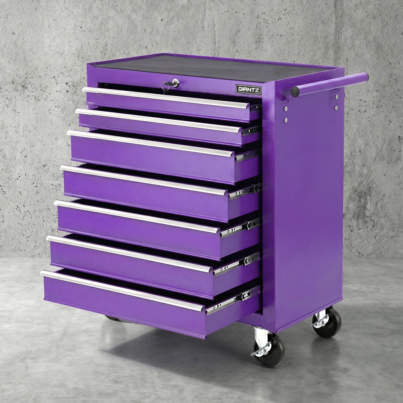 Tool Chest Trolley | 7 Drawer Garage Storage Cabinet | Purple