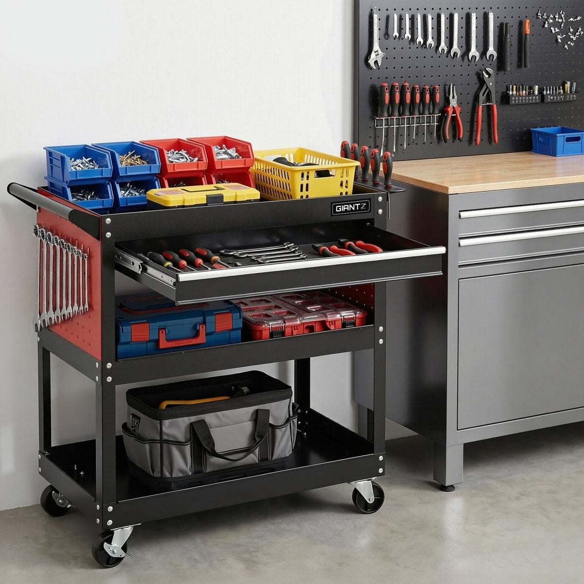 Tool Trolley Cart | Rolling Cabinet | Workshop Storage Drawers