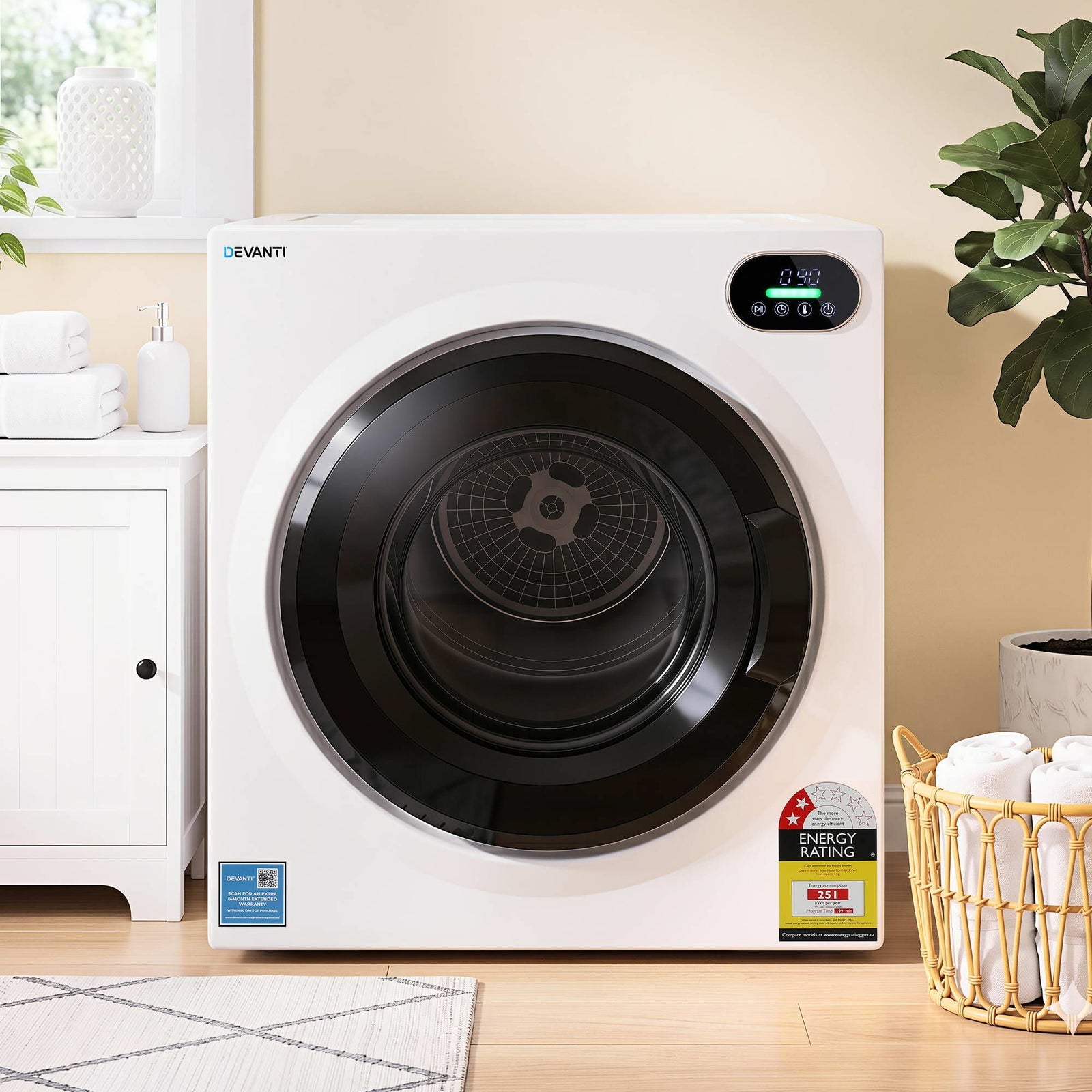 Tumble Dryer | 6kg Touch Screen Clothes Dryer with Stainless Steel Drum