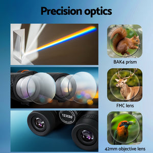 12x50 HD Zoom Optical Binoculars | Portable for Camping & Live Concerts