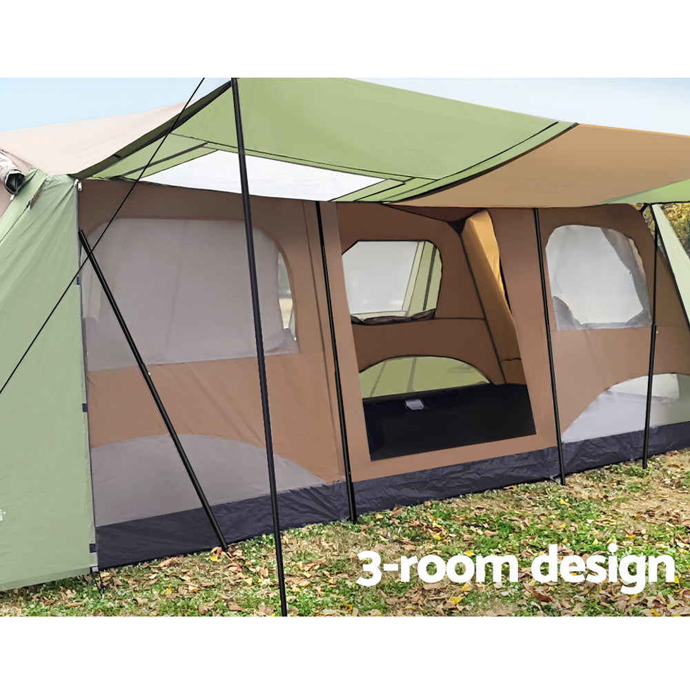 Camping Tent | Instant Up | 10 Person Family Outdoor Hiking Tent with 3 Rooms