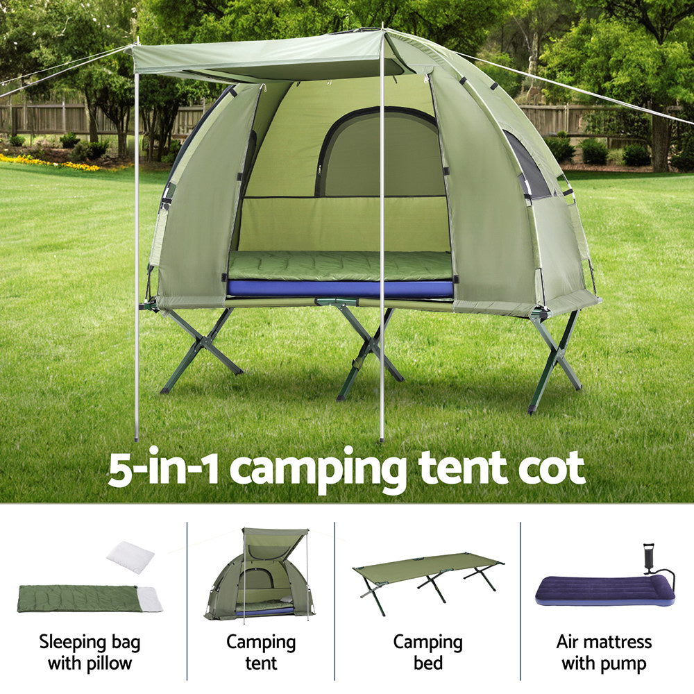Weisshorn Camping Tent Cot | 5-in-1 | 1-Person Air Mattress | Camping Bed