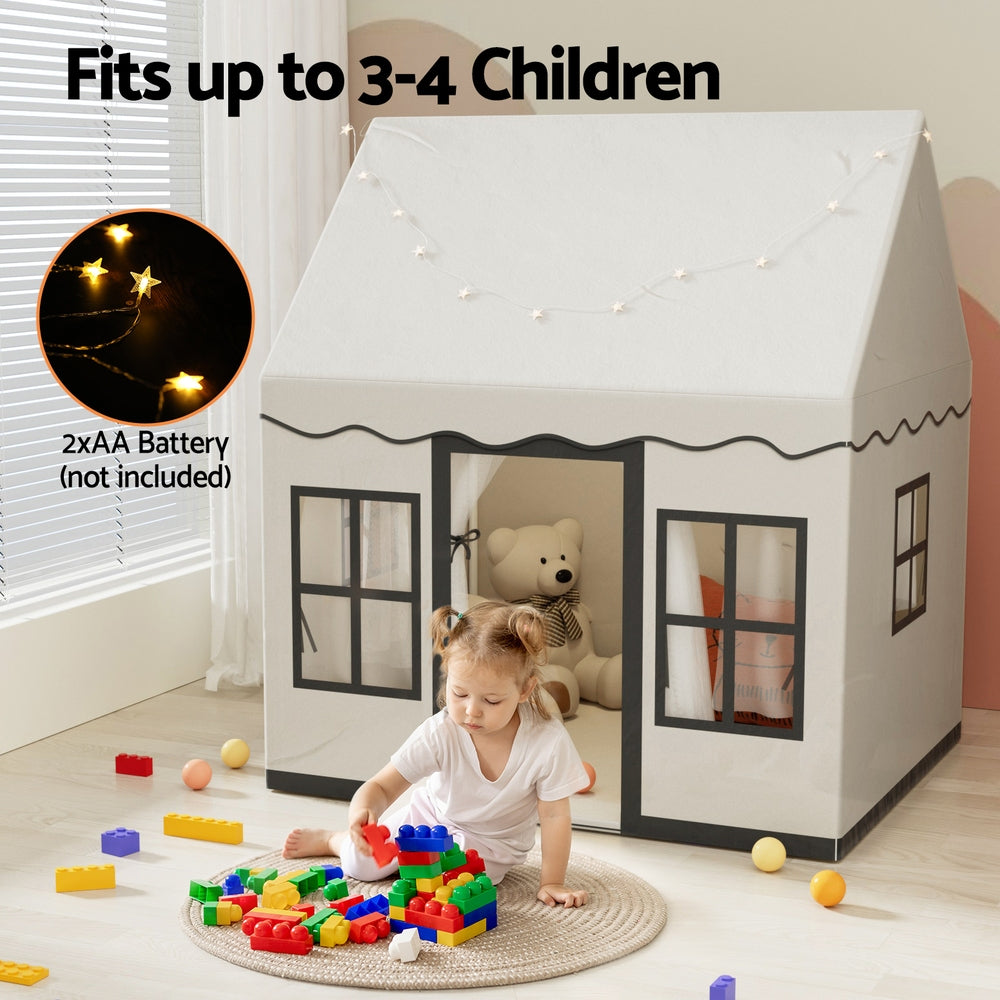 Play Tent | Castle with String Lights | Floor Mat | Side Pocket
