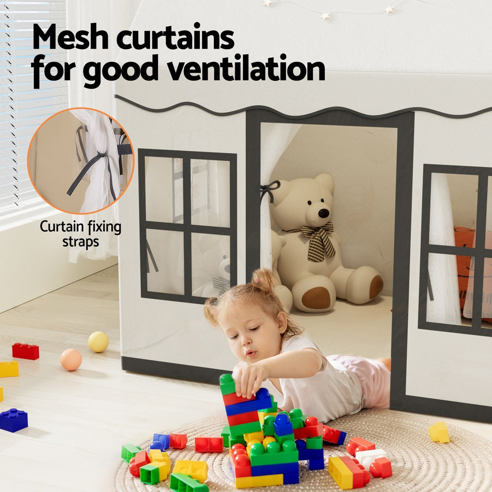 Play Tent | Castle with String Lights | Floor Mat | Side Pocket