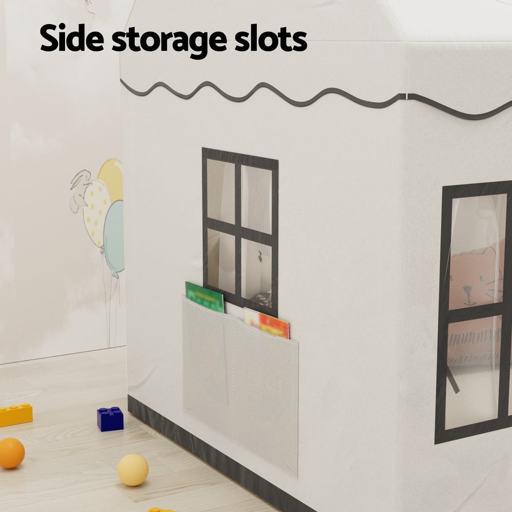 Play Tent | Castle with String Lights | Floor Mat | Side Pocket