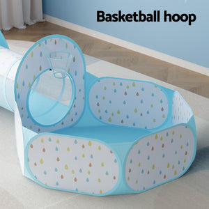 Play Tent | Pop Up Playhouse | Ball Pit Tunnel | Basketball Hoop | Blue