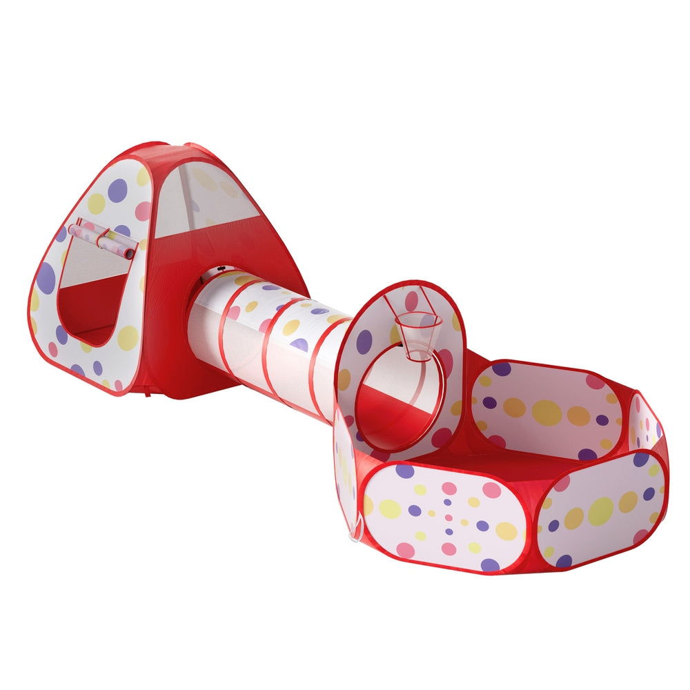 Play Tent | Pop Up Teepee Playhouse | Ball Pit Tunnel | Basketball Hoop | Red