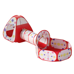 Play Tent | Pop Up Teepee Playhouse | Ball Pit Tunnel | Basketball Hoop | Red