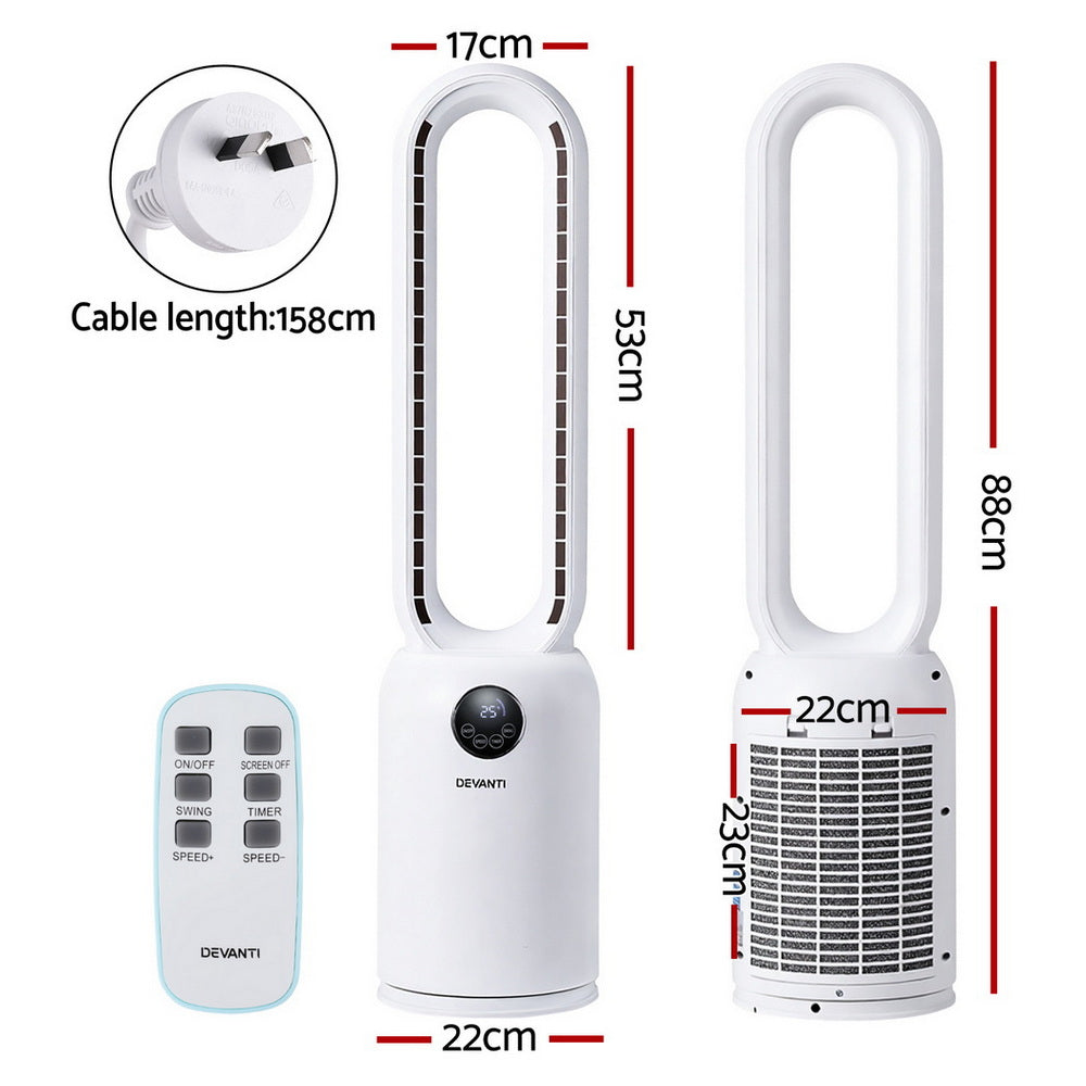 2-in-1 Bladeless Fan | Air Purifier | Remote Control | 88cm