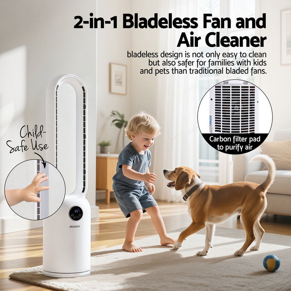 2-in-1 Bladeless Fan | Air Purifier | Remote Control | 88cm