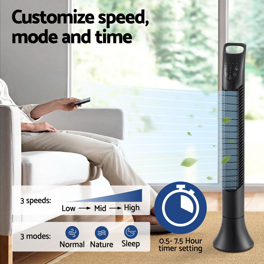 Tower Fan | Oscillating | 3 Speeds | Remote Control | 91cm