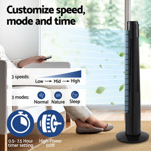 Tower Fan | Oscillating | 3 Speeds | Remote Control | 93cm