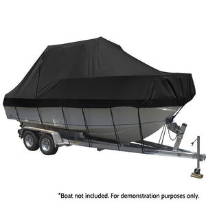 Seamanship Boat Cover | 25-27ft Trailerable Jumbo | Marine 600D Heavy-Duty | Black