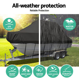 Seamanship Boat Cover | 25-27ft Trailerable Jumbo | Marine 600D Heavy-Duty | Black