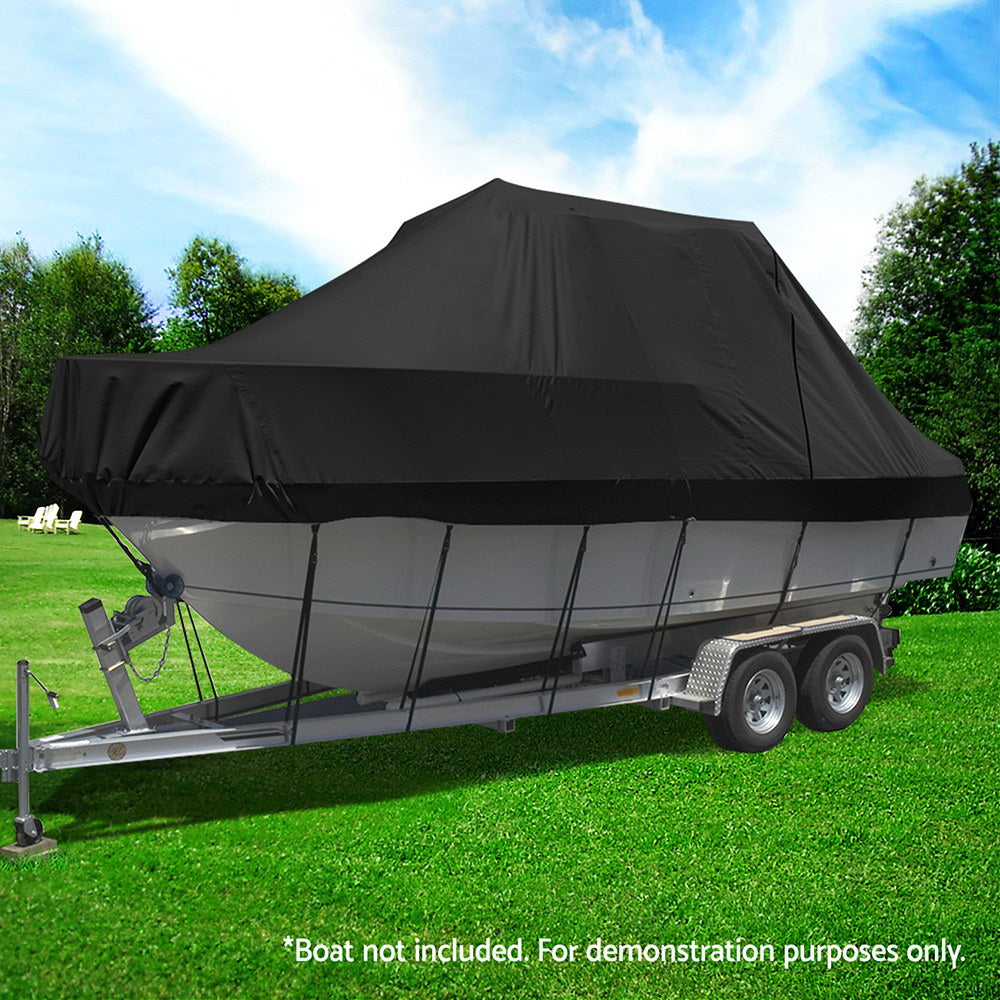 Seamanship Boat Cover | 25-27ft Trailerable Jumbo | Marine 600D Heavy-Duty | Black