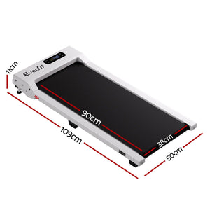 Everfit 3 in 1 Walking Pad Treadmill 12% Incline Under Desk Treadmills for Home Gym With 38cm Wide Belt White