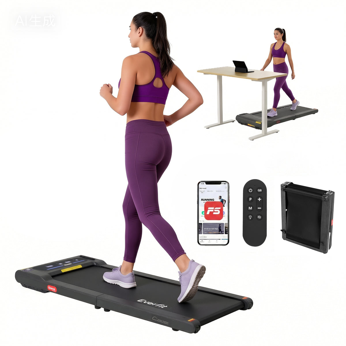 2-in-1 Walking Pad Treadmill | Foldable Under Desk | 38cm Belt | App Control | Home Gym