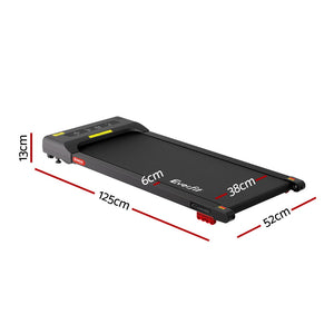 Treadmill Walking Pad 380mm | Electric Incline Under Desk Home Gym | Black | Compact Fitness Equipment