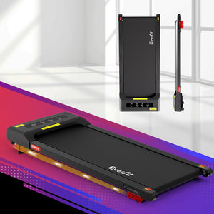 Treadmill Walking Pad 380mm | Electric Incline Under Desk Home Gym | Black | Compact Fitness Equipment