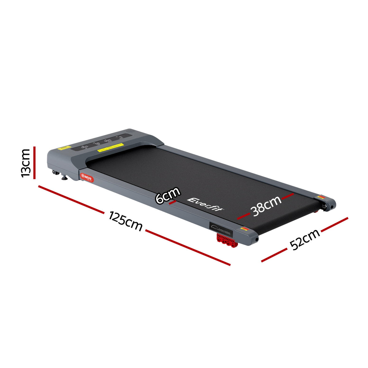 Treadmill Walking Pad 380mm | Electric Incline Under Desk Home Gym | Grey | Compact Fitness Equipment