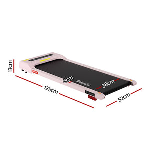 Treadmill Walking Pad 380mm | Electric Incline Under Desk Home Gym | Pink | Compact Fitness Equipment