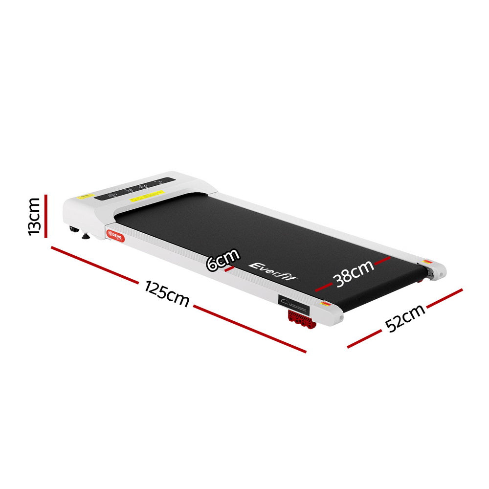 Treadmill Walking Pad 380mm | Electric Incline Under Desk Home Gym | White | Compact Fitness Equipment