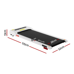 Treadmill Walking Pad 380mm | Electric Incline Under Desk Home Gym | White | Compact Fitness Equipment