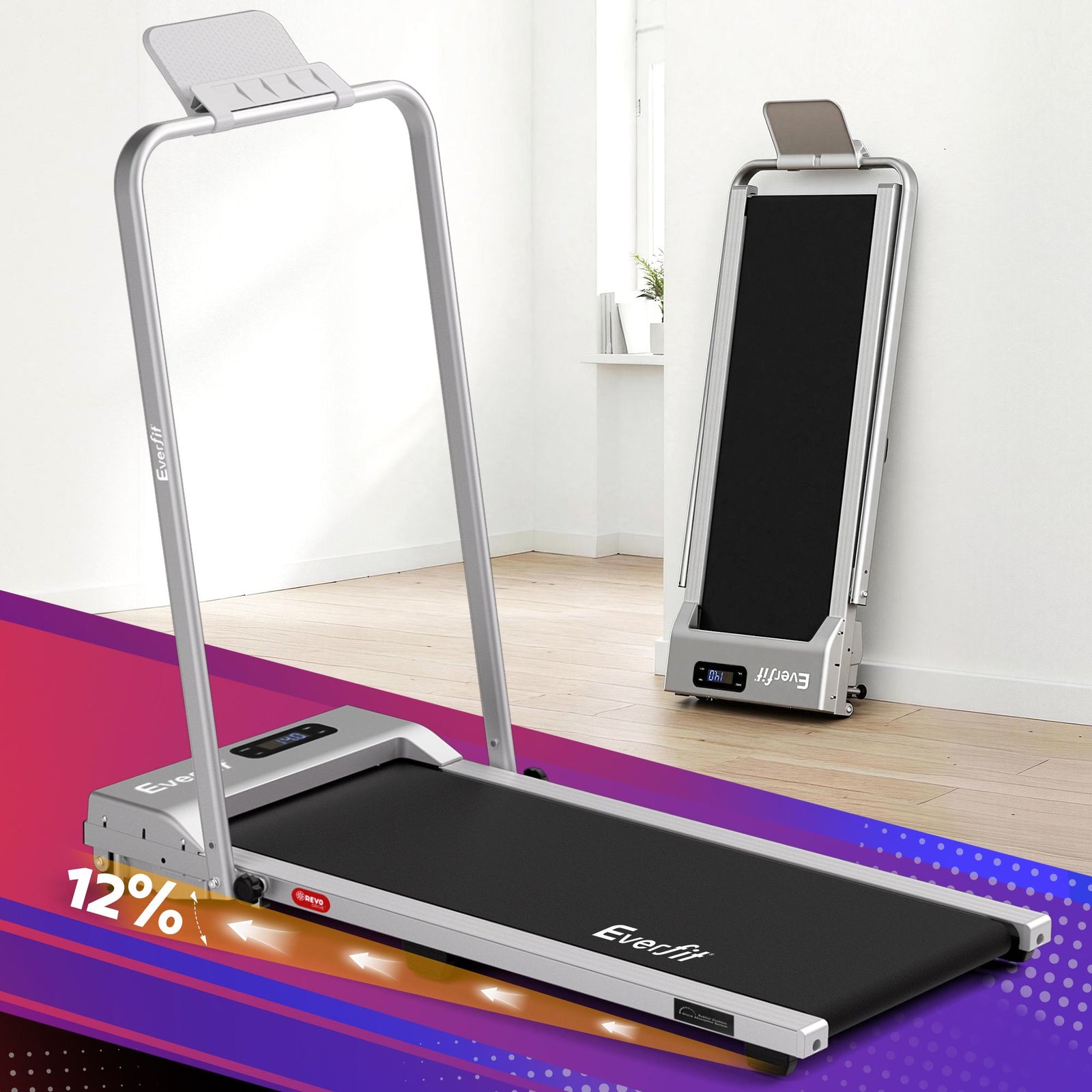 Walking Pad Treadmill | 3-In-1 Foldable Under Desk Treadmill | Silver