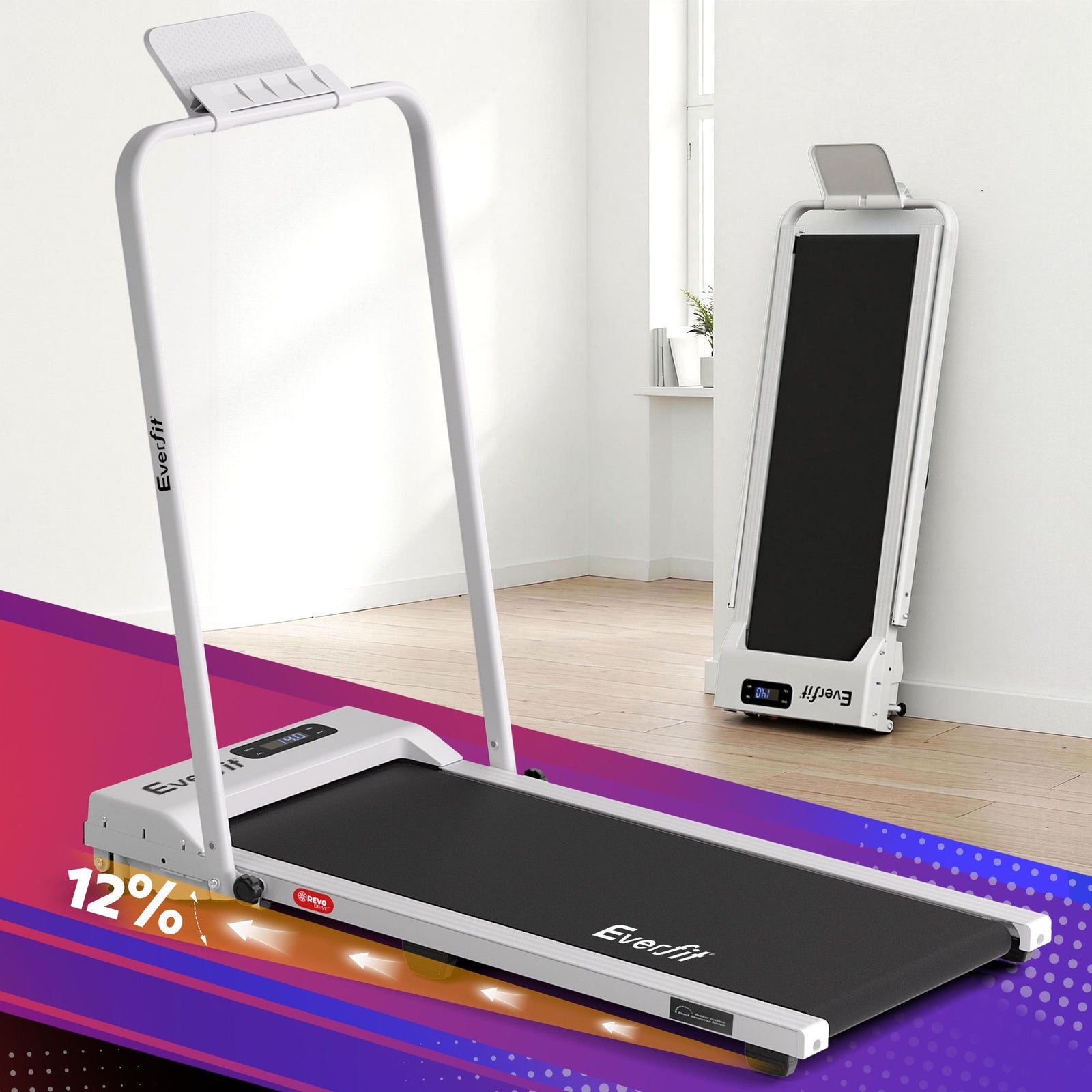 Walking Pad Treadmill | 3-In-1 Foldable Under Desk Treadmill | White