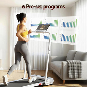 Everfit 3 in 1 Walking Pad Treadmill 12% Incline Foldable Under Desk Treadmills for Home Gym With 38cm Wide Belt White