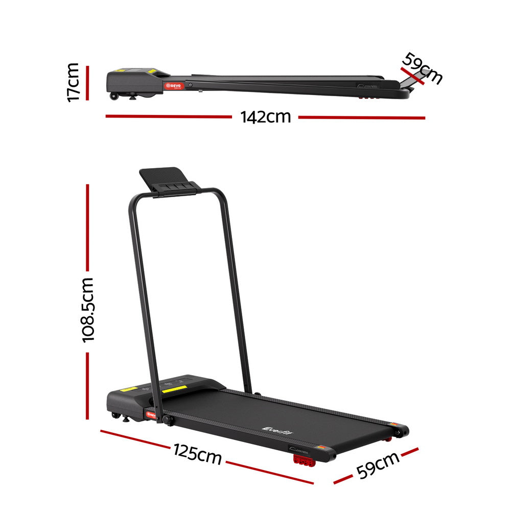 Treadmill Walking Pad 380mm | Electric Incline Under Desk | Fitness Equipment | Black