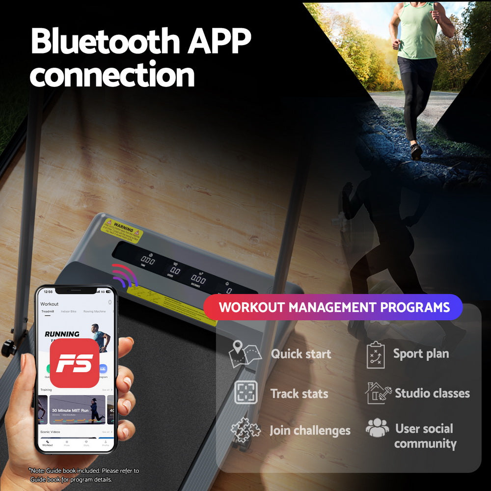 Treadmill Walking Pad 380mm | Electric Incline Under Desk Treadmill | Grey | Home Gym Fitness Equipment