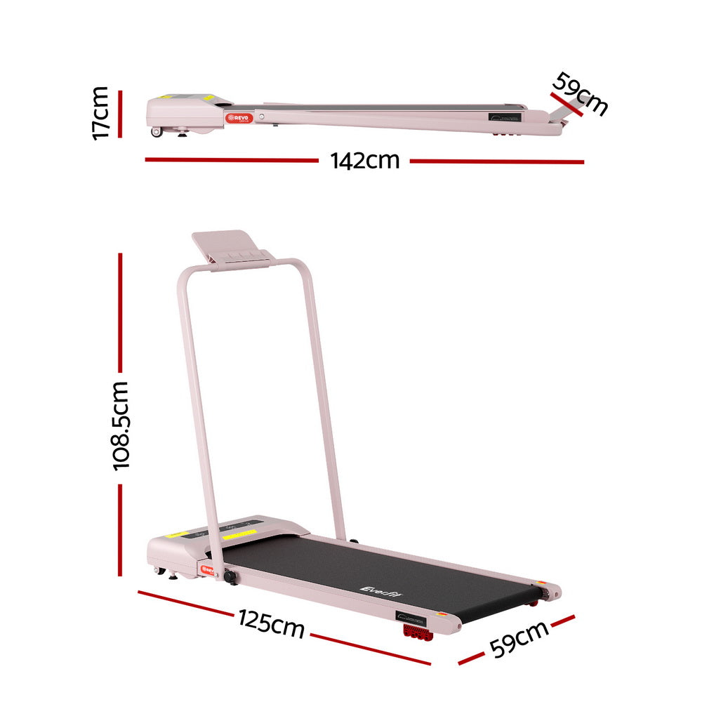 Treadmill Walking Pad 380mm | Electric Incline Under Desk | Fitness Equipment | Pink