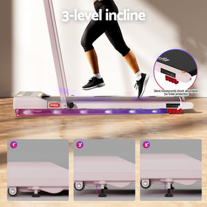 Treadmill Walking Pad 380mm | Electric Incline Under Desk | Fitness Equipment | Pink