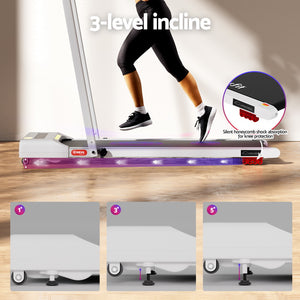 Treadmill Walking Pad 380mm | Electric Incline Under Desk | Fitness Equipment | White