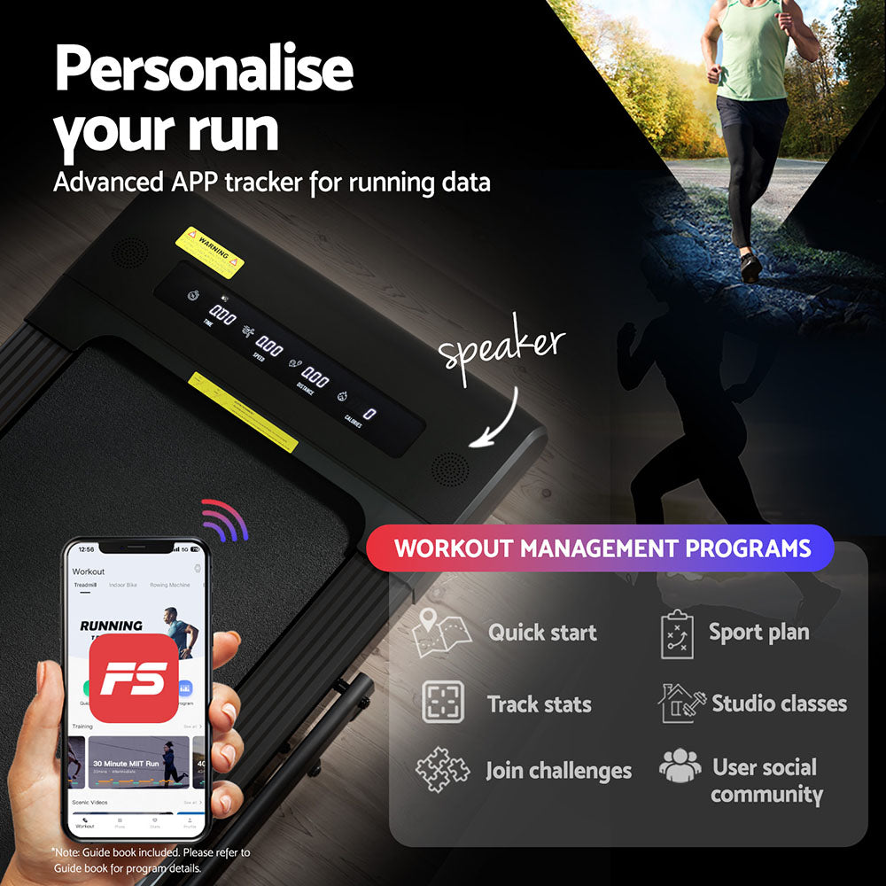 Everfit Treadmill Electric Walking Pad | Under Desk | Home Gym Fitness | 400mm | Black