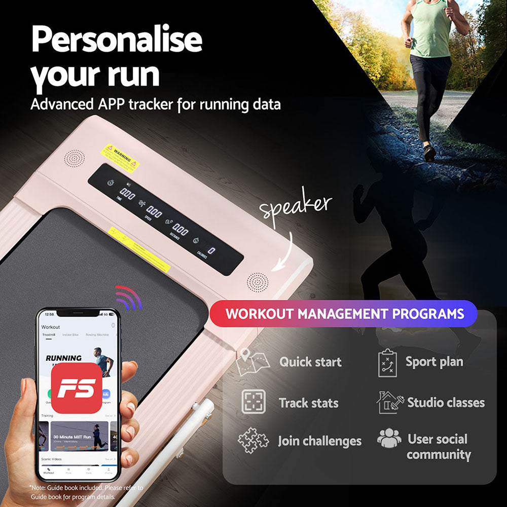 Everfit Treadmill Electric Walking Pad | Under Desk | Home Gym Fitness | 400mm | Pink