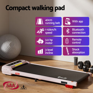 Treadmill Walking Pad | Electric Incline Under Desk Home Gym Treadmill | Pink | Compact Fitness Equipment