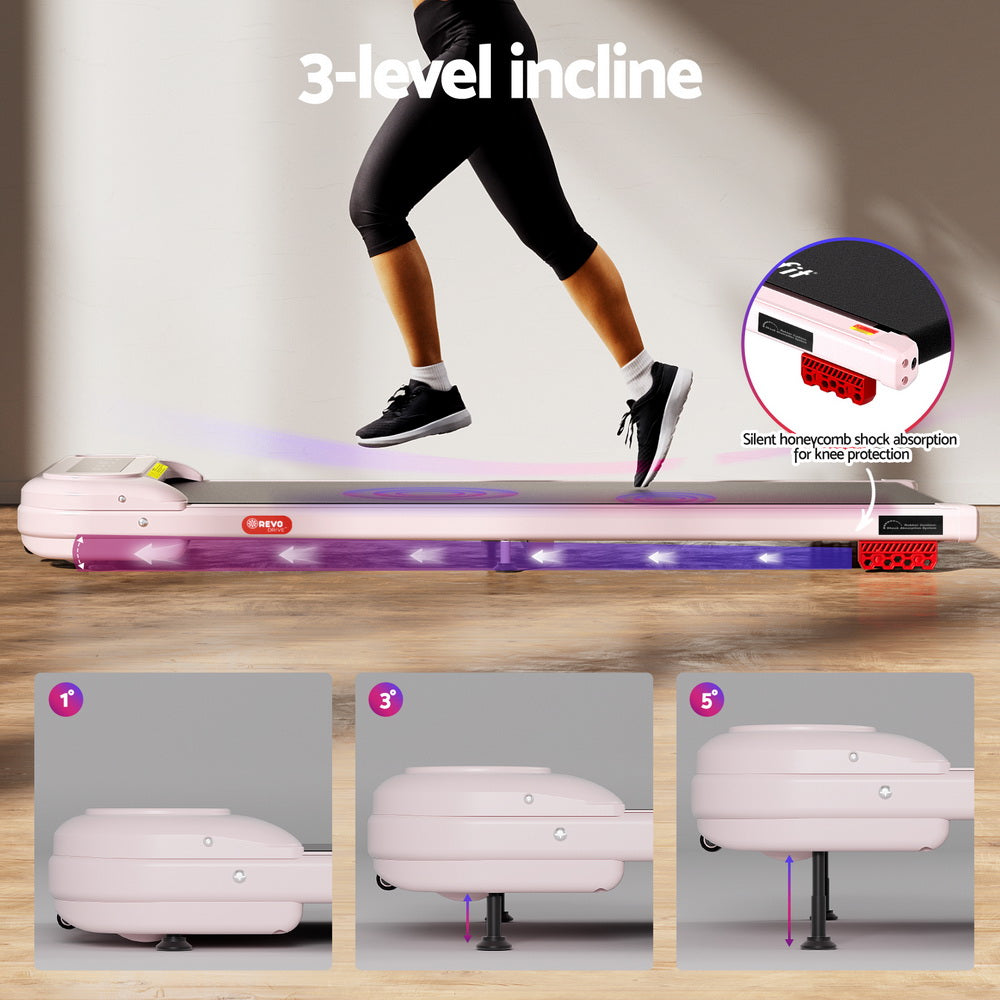 Treadmill Walking Pad | Electric Incline Under Desk Home Gym Treadmill | Pink | Compact Fitness Equipment