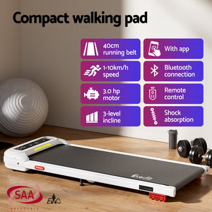 Treadmill Walking Pad | Electric Incline Under Desk Home Gym Treadmill | White | Compact Fitness Equipment