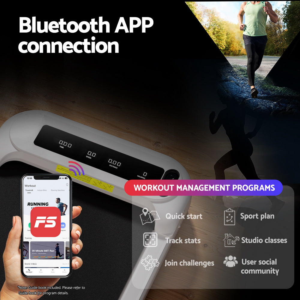 Treadmill Walking Pad | Electric Incline Under Desk Home Gym Treadmill | White | Compact Fitness Equipment