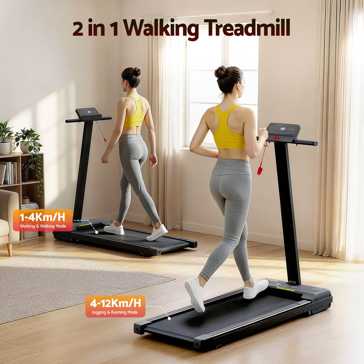 2-in-1 Walking Pad Treadmill | Foldable Home Gym | 40cm Belt | 12 Programs | App Control