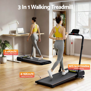 3-in-1 Walking Pad Treadmill | 20% Auto Incline | Foldable Under Desk | Home Use