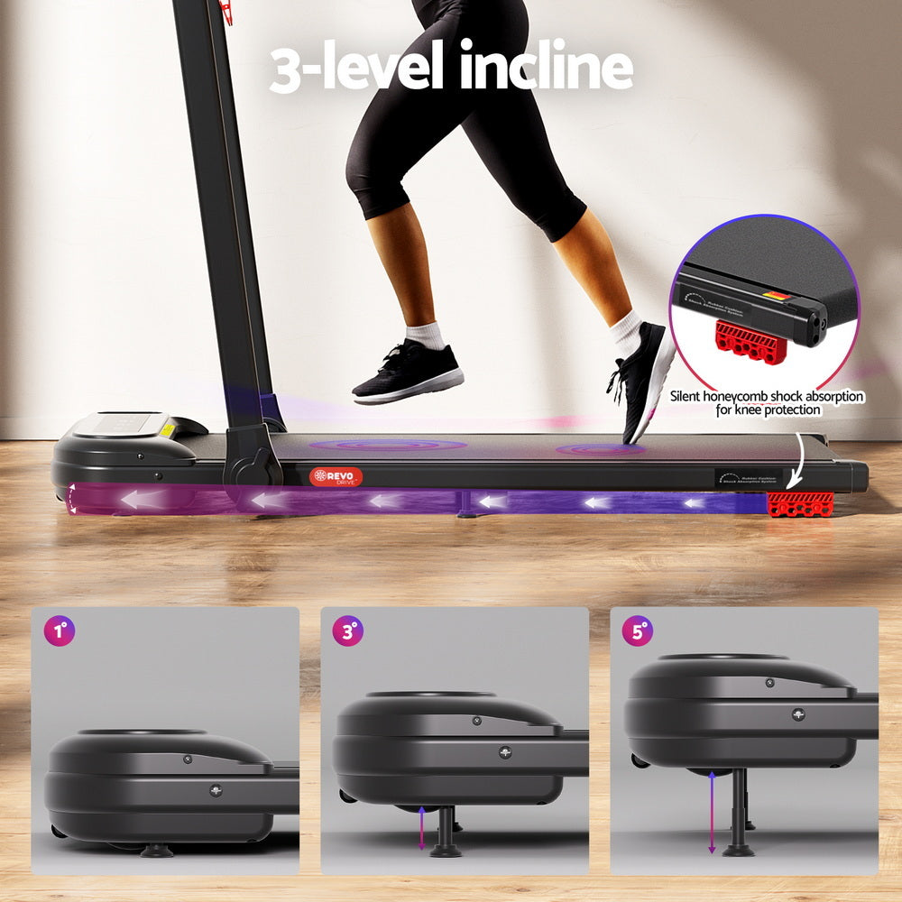Treadmill Walking Pad | Electric Incline Foldable Home Gym Treadmill | Black | Compact Fitness Equipment
