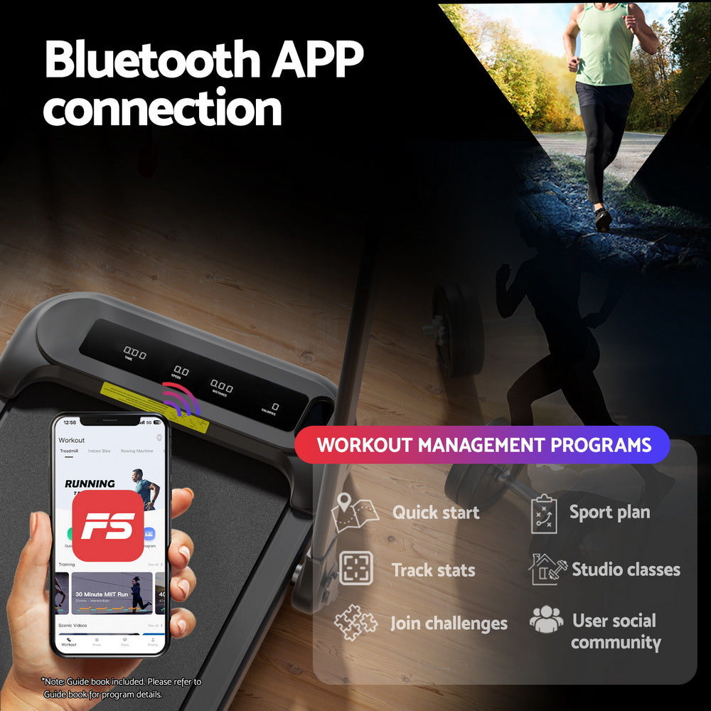 Treadmill Walking Pad | Electric Incline Foldable Home Gym Treadmill | Black | Compact Fitness Equipment