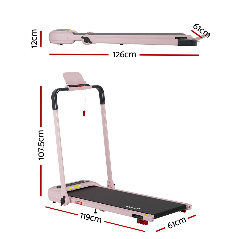 Treadmill Walking Pad | Electric Incline Foldable Home Gym Treadmill | Pink | Compact Fitness Equipment