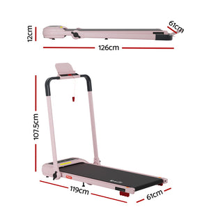 Treadmill Walking Pad | Electric Incline Foldable Home Gym Treadmill | Pink | Compact Fitness Equipment