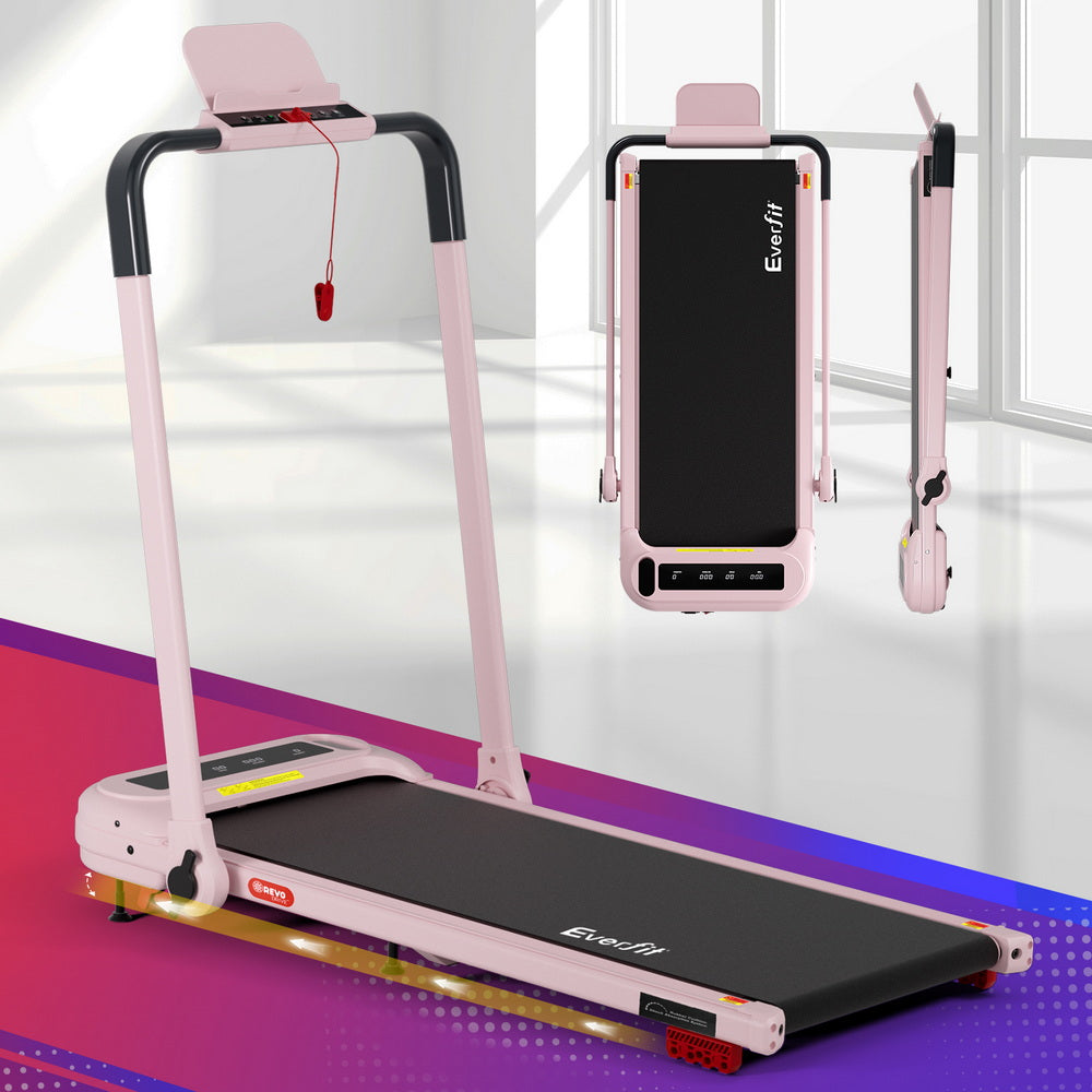 Treadmill Walking Pad | Electric Incline Foldable Home Gym Treadmill | Pink | Compact Fitness Equipment