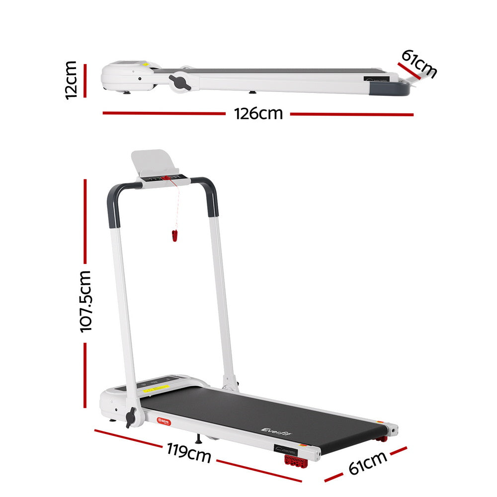 Treadmill Walking Pad | Electric Incline Foldable Home Gym Treadmill | White | Compact Fitness Equipment