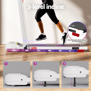 Treadmill Walking Pad | Electric Incline Foldable Home Gym Treadmill | White | Compact Fitness Equipment